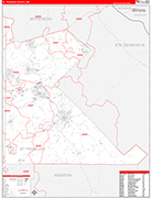 St. Francois County Wall Map Red Line Style